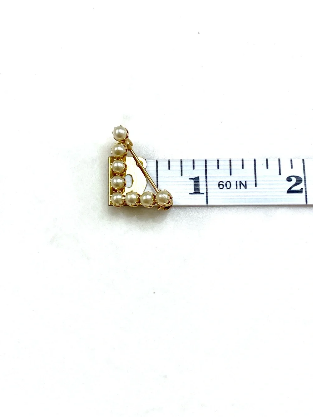Gold-Tone Pearl “L” Triangle Brooch